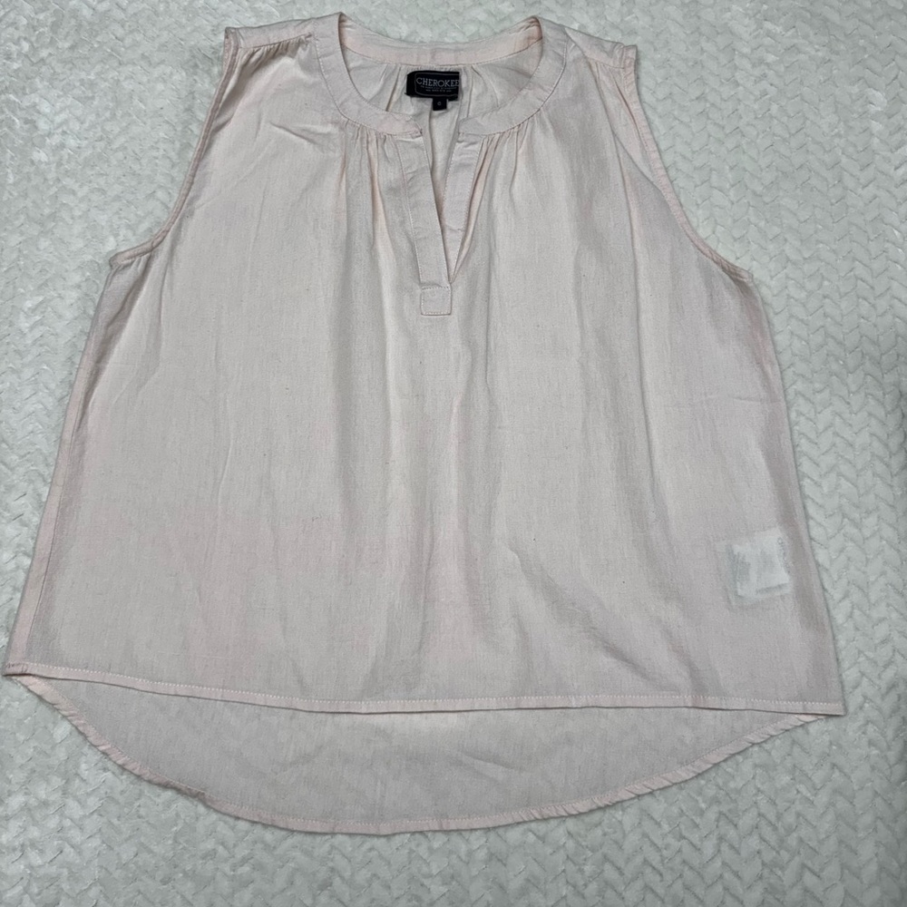 Vintage Y2K Cotton and Linen Blush Pink Natural Fiber Popover Blouse - Large